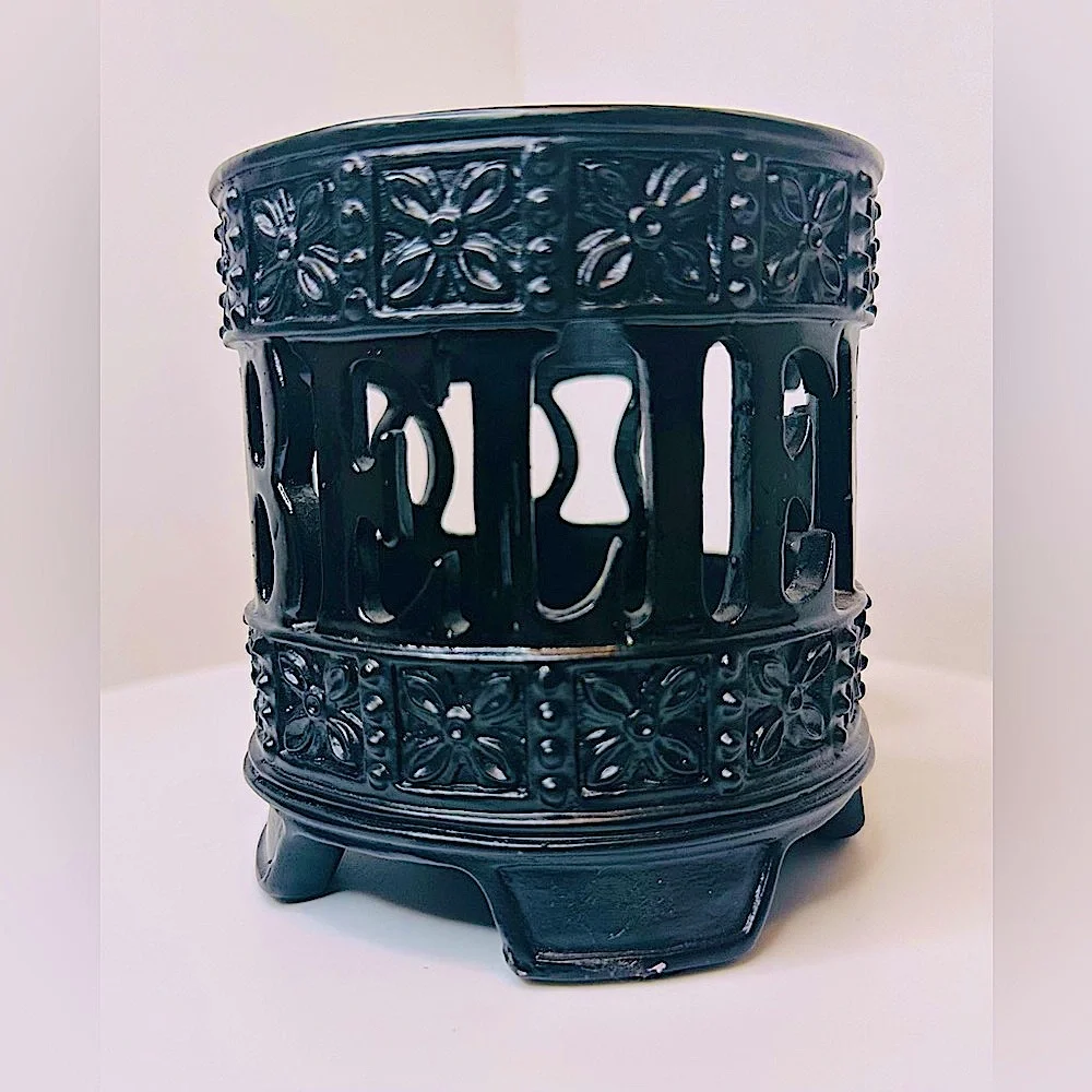 Black Scroll Work BELIEVE Candle Holder
